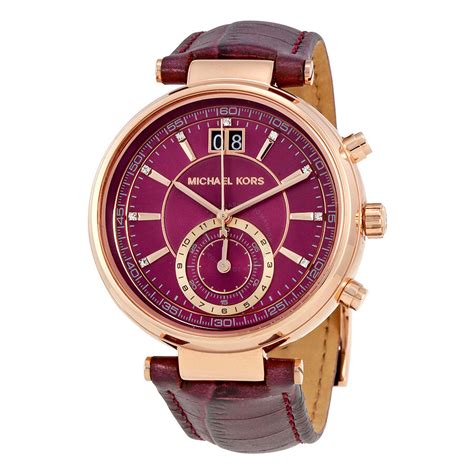 michael kors sawyer plum|Michael Kors Women's Chronograph Sawyer Plum Leather Strap .